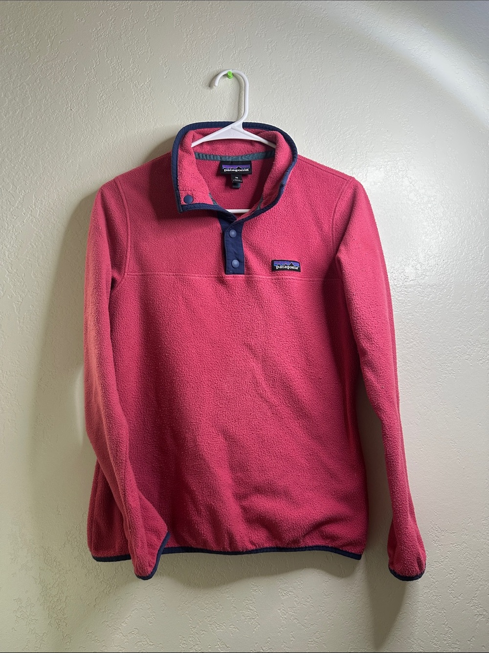 Patagonia Women's Pink Snap-T Fleece Pullover with Navy Trim